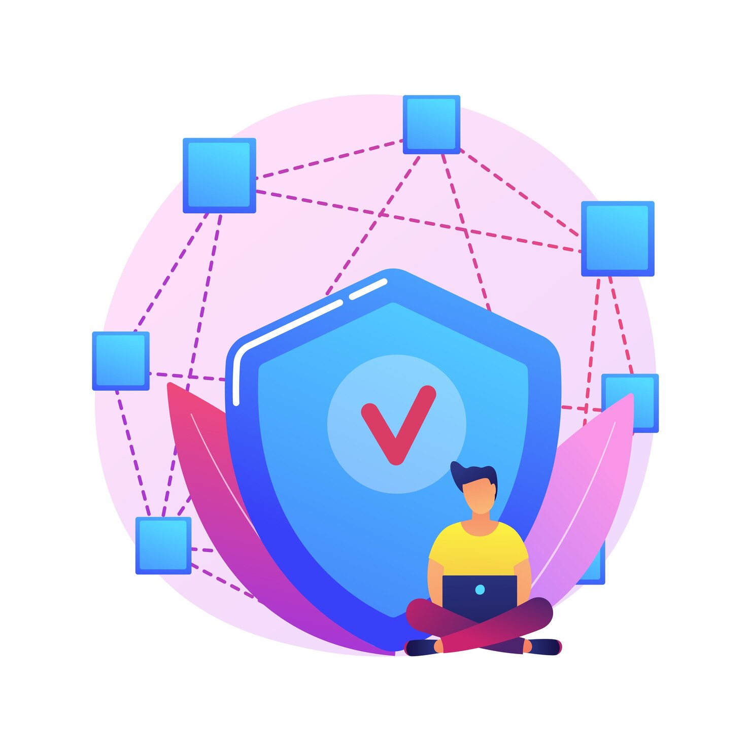 decentralized application abstract concept illustration digital application blockchain p2p computer network web app multiple users cryptocurrency open source 335657 962